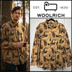 Woolrich Vintage 100% Cotton Dark Wheat Whitetail Deer Forest Outdoors Shirt